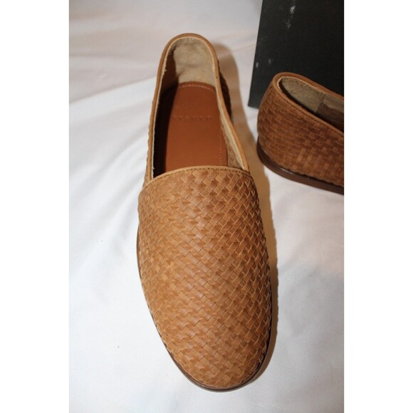 NISOLO MEN\'S ALEJANDRO WOVEN LEATHER SLIP ON SHOES TOBACCO BROWN 8.5 NIB $190